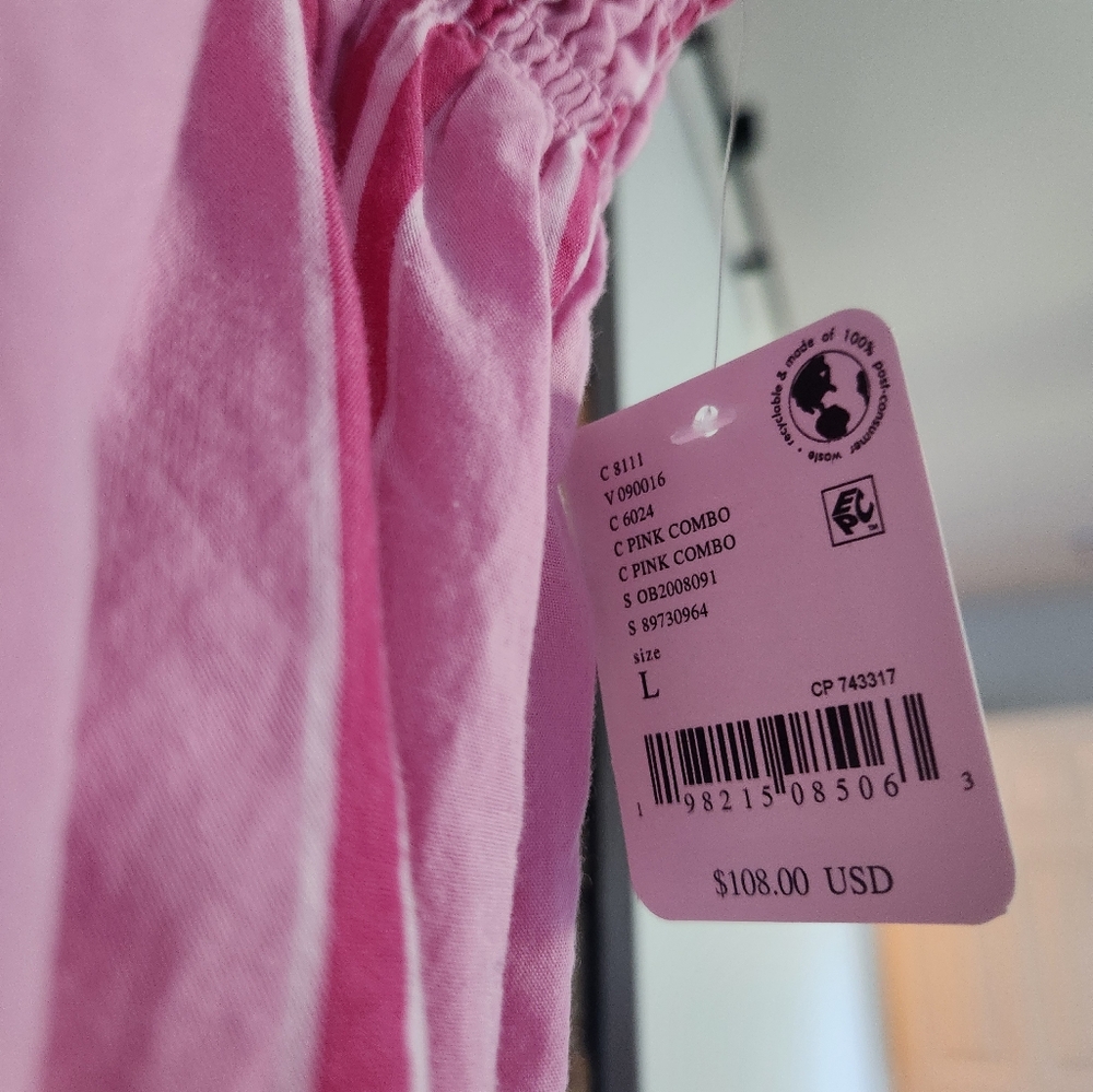 NWT Free People Pink Striped Tank Top Pajama Party Tunic SIZE L - Picture 6 of 8
